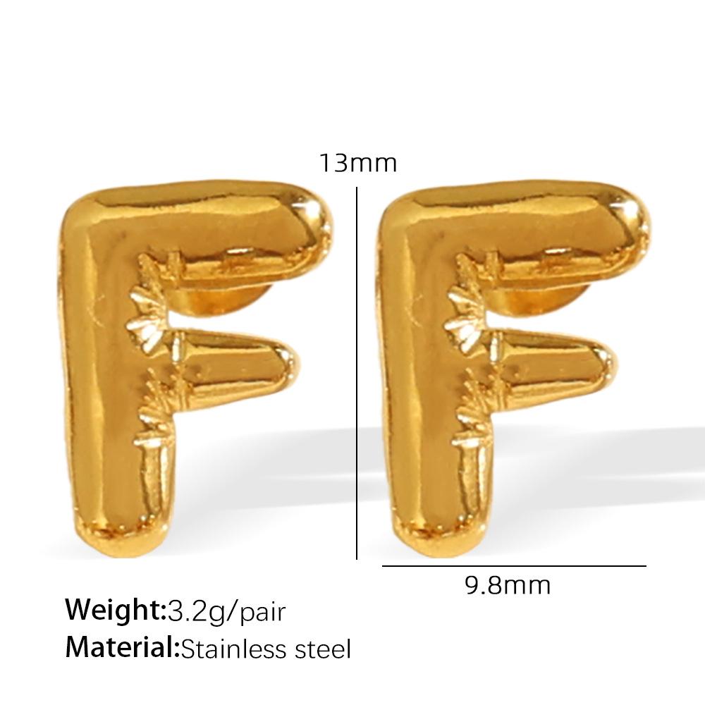 Gold Edelstahl Blase 26 Buchstaben Ohrstecker Einfache Dicke Ohrstecker