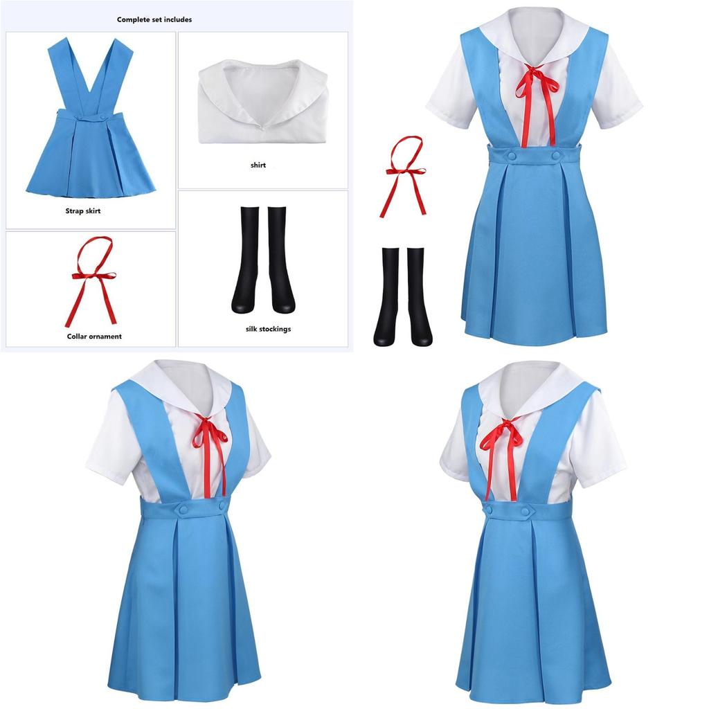 Gk-o Anime Ayanami Rei Asuka Langley Sohryu School Uniform Cosplay Costume Polyester Material Authentic To Character Look