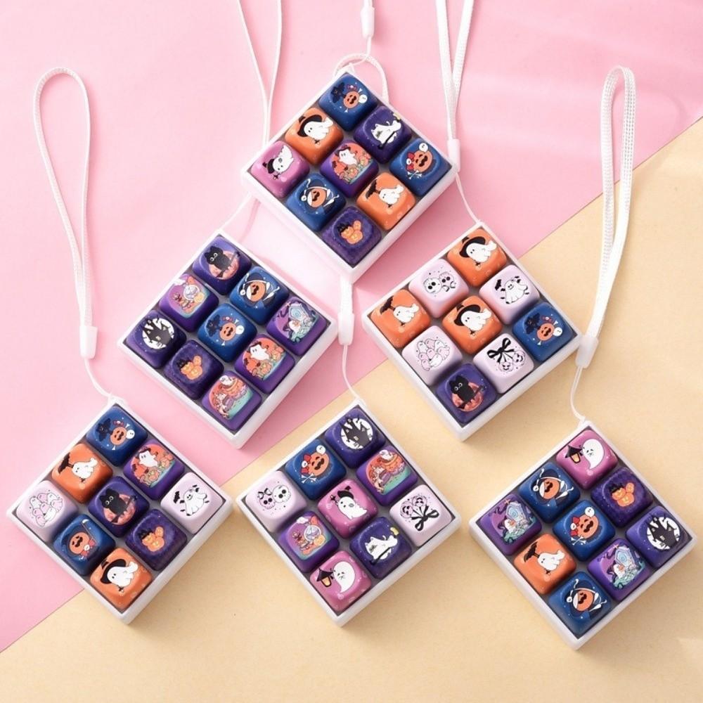 Halloween Pattern Fidget Toy Creative Decompression Button Keychain Bag Hanging Decor