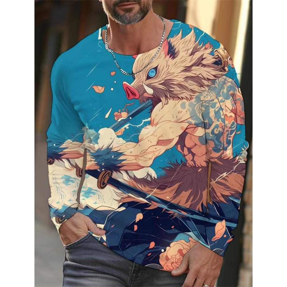 Men's Long-sleeved T-shirt 3D Printing Anime Printing Men's Long-sleeved T-shirt Autumn Tops