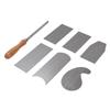 6PCS Multi Shaped Card Scraper Set Manganese Steel Cabinet Scraper Cards with Burnisher for Woodworking Project
