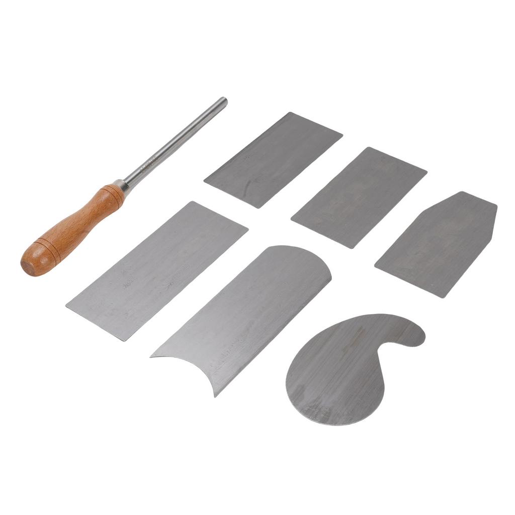 6PCS Multi Shaped Card Scraper Set Manganese Steel Cabinet Scraper Cards with Burnisher for Woodworking Project
