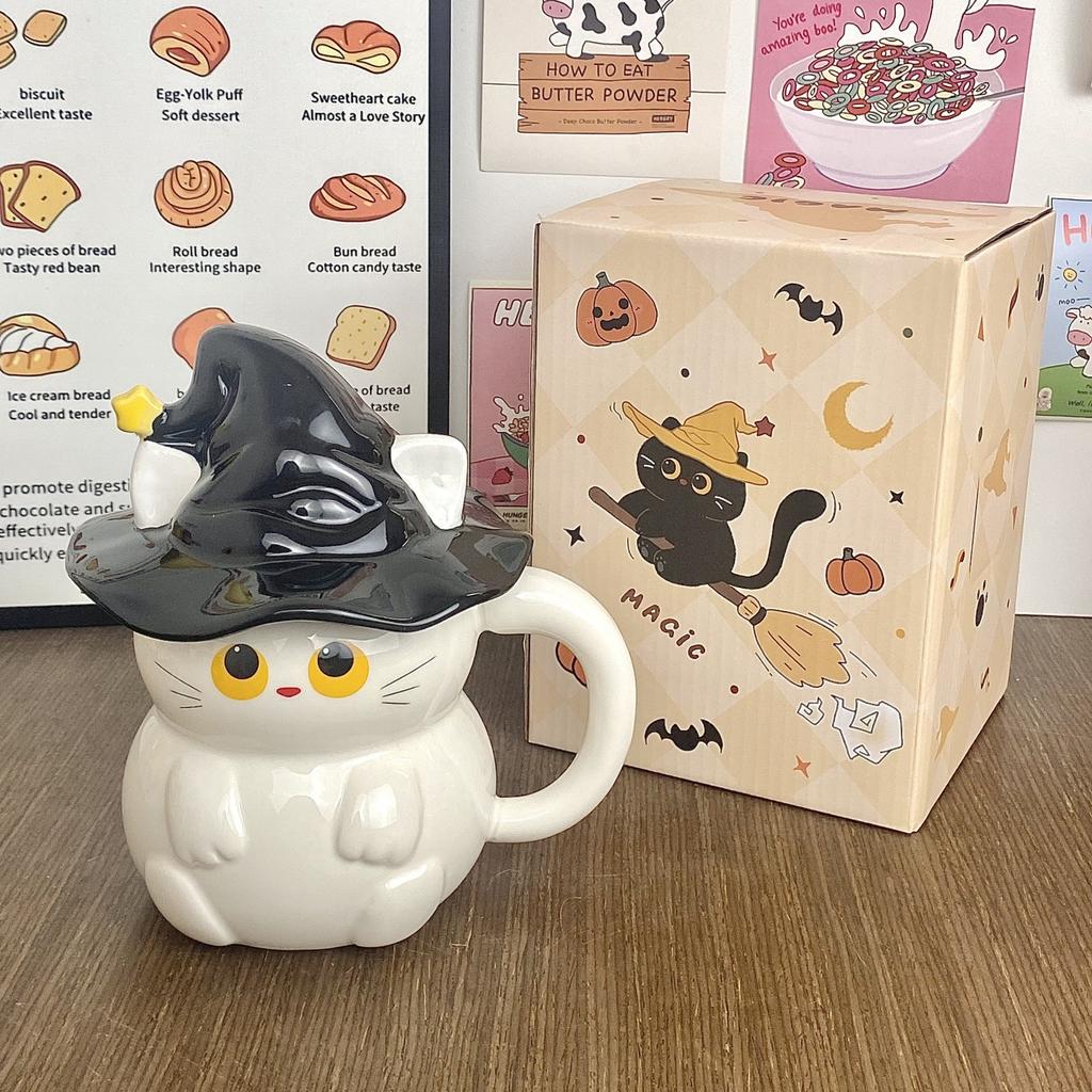 Creative Personality Magic Hat Cat Mug Halloween Ghost Ceramic Cartoon Cup Cute Female Couple Water Cup
