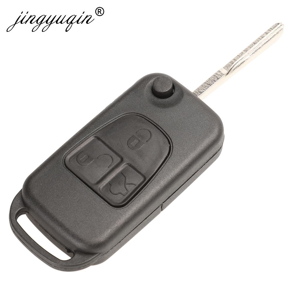 Jingyuqin Flip Folding Remote Key Shell 1/2/3/4 Button for Mercedes Benz SLK E113 A C E S W168 W124 W202 W203 Auto Car Key Case