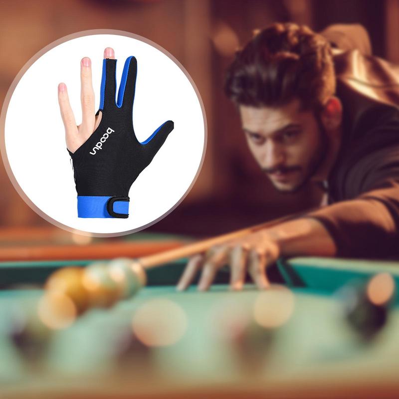 Billiards Gloves Sports Gloves Elastic Ultra Silky Thin Breathable Anti Slip 3 Open Finger Billiards Splicing Process Gloves