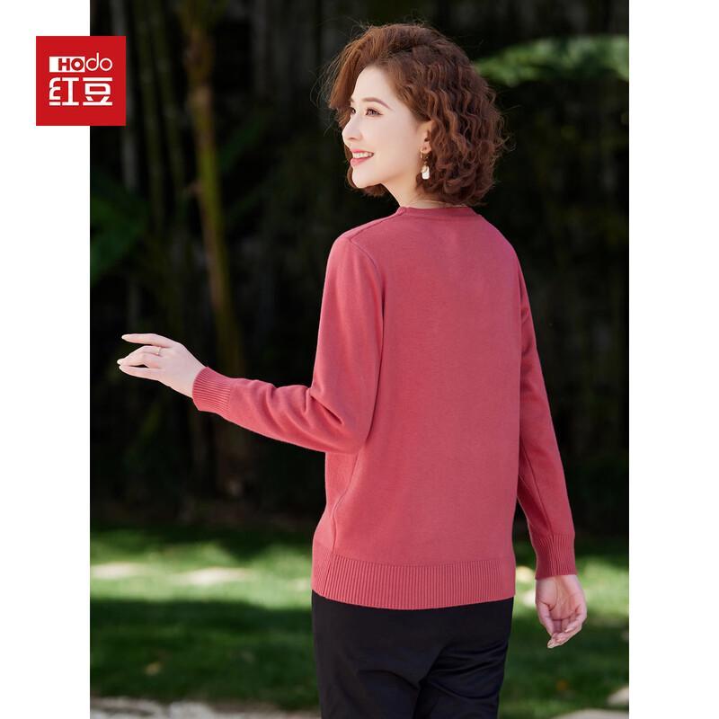 Hodo Women's Round Neck Plum Blossom Embroidered Knit Sweater