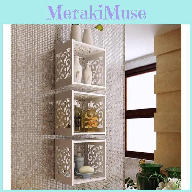 Creative Wall Mount Organizer With Wooden Panels For Bedroom Storage And Decoration
