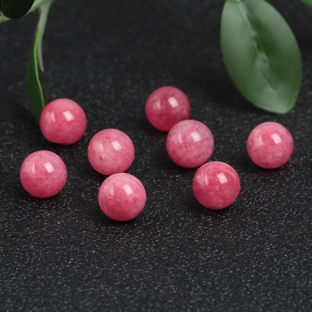 Women's Pink Round Red Agate Chalcedony Loose Beads for DIY Handmade Jewelry & Bracelets