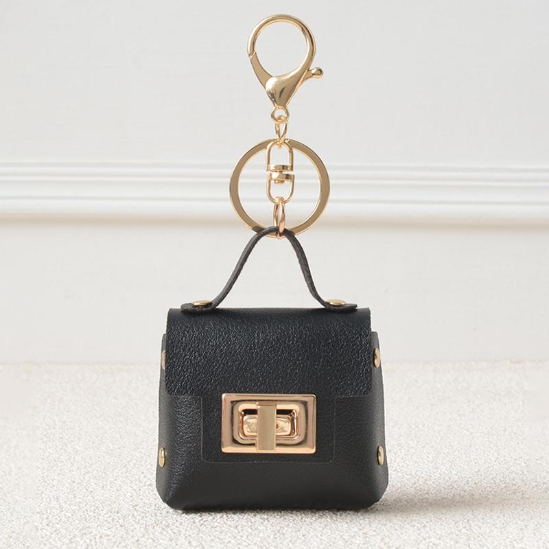

Портативная мини-сумка брелок светлая роскошь маленькая сумка подвеска однотонная сумка для хранения наушников подвеска кошелек для монет подвеска чёрный