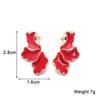New Red Green Glaze Geometric Dangle Earrings for Girls White Enamel Women's Unusual Earrings Irregular New Year Earrings