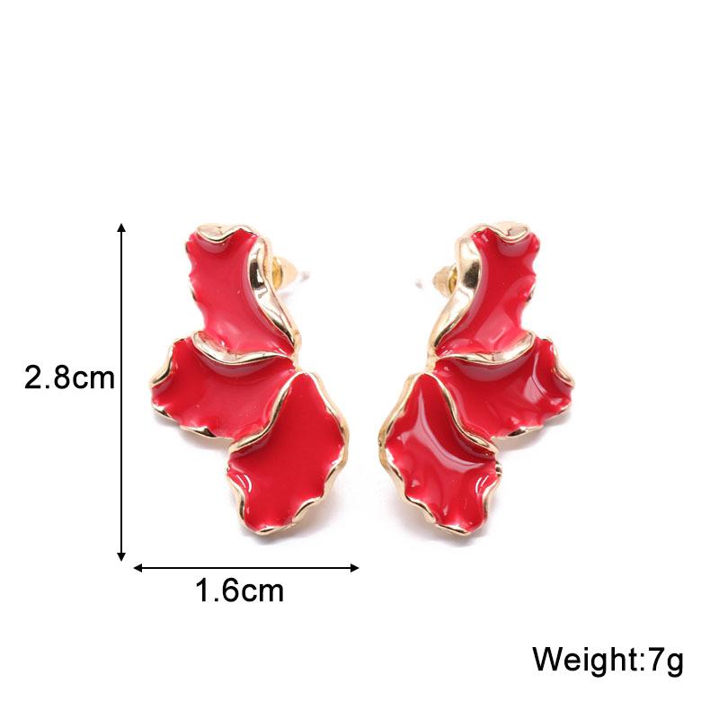 New Red Green Glaze Geometric Dangle Earrings for Girls White Enamel Women's Unusual Earrings Irregular New Year Earrings