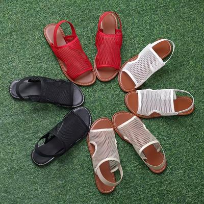 Solid Color Mesh Cool Slippers Women'S Large Size Summer Breathable Mesh Flat Bottom Women'S Cool Slippers