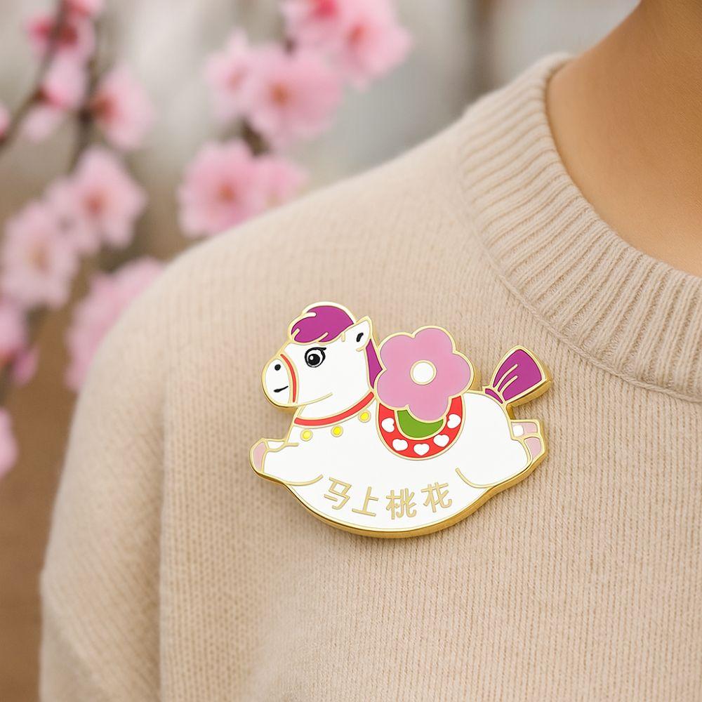 Cartoon Zodiac Horse Brooch Cute Steed Brooch Exquisite Animal Brooch Backpack Decoration