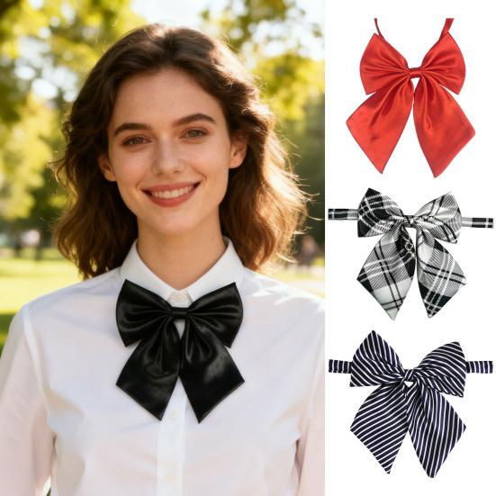 Men Bow Tie Detachable Design Smooth Texture Solid Color Striped Print Neck Tie Weddings Business Parties Outfit Accessories