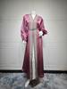 AB453 Puff Sleeve Cardigan: Elegant Long Dress & Robe Set with Hot Drill Accents