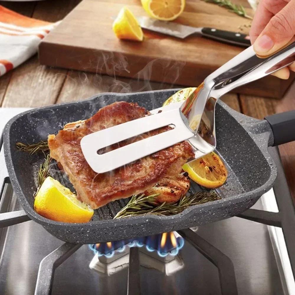 Kitchenware Steak Clip Multifunctional Food Tongs Stainless Steel BBQ Bread Clip Frying Shovel Clip Fried Fish Shovel Household
