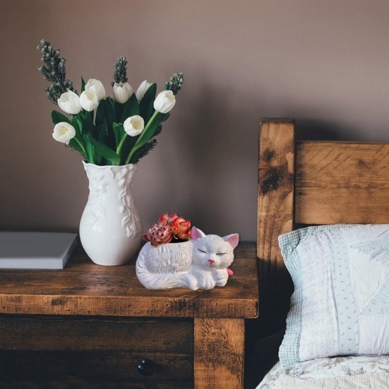 2 Stück Niedliche Katze Blumentöpfe Form Epoxidharzformen Stifthalter Kerzenhalter Zement Pflanzgefäß Silikonform Heimdekorationen