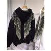 Women's Fashion Casual Feather Print Long Sleeve Hooded Hoodies & Sweatshirts