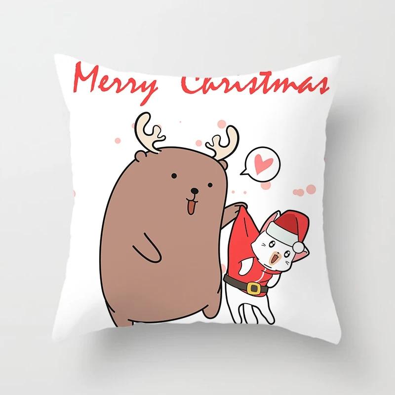 Christmas Elk Home Pillowcase Christmas Printed Bed Home Decor Cushion Cover Christmas Decorative Pillowcase