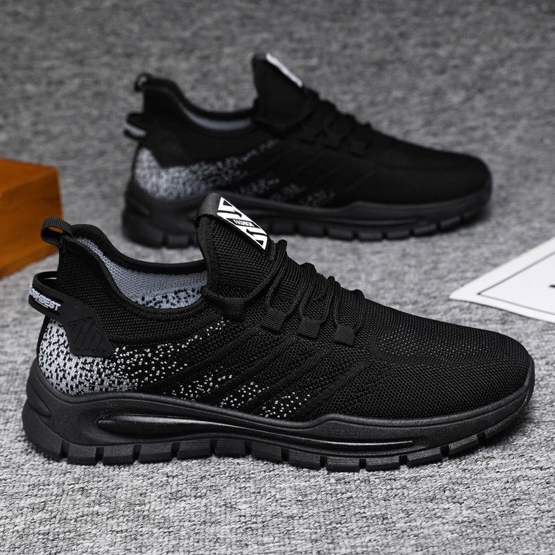 

Весенне-осенняя мужская обувь из натуральной кожи, дышащая сетка с плетением, корейская версия, легкая и универсальная обувь Форреста Гампа, спортивная обувь, легкая 39 чёрный