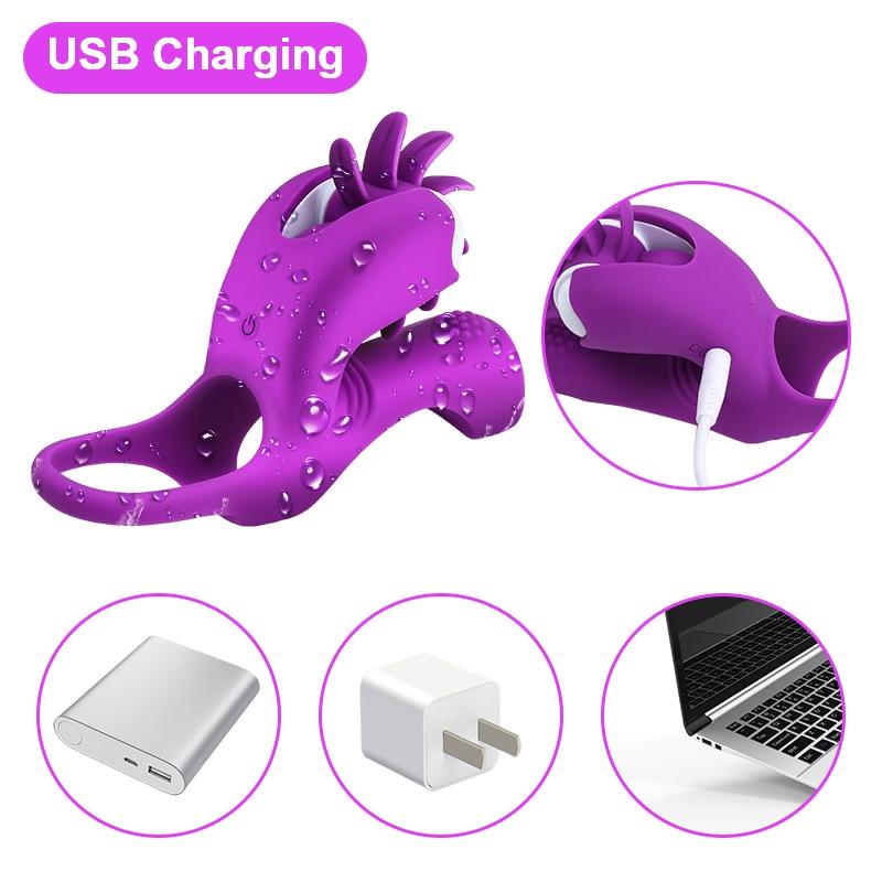 Vibrating  Ring Tongue Oral Sex Licking Clitoris Stimulator   Rings