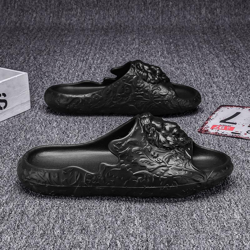 Men's Summer Lion Head Thick Bottom Outer Wear Anti-Slip Wear Resistant Home Indoor EVA Slippers Wholesale Beach Soft Thick Sole