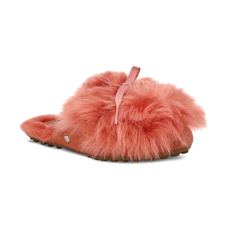 UGG Shaine Fluff Comfortable Flat Plush Casual Fashion Slippers Women Slippers Butterfly-Red 1105316-MRP
