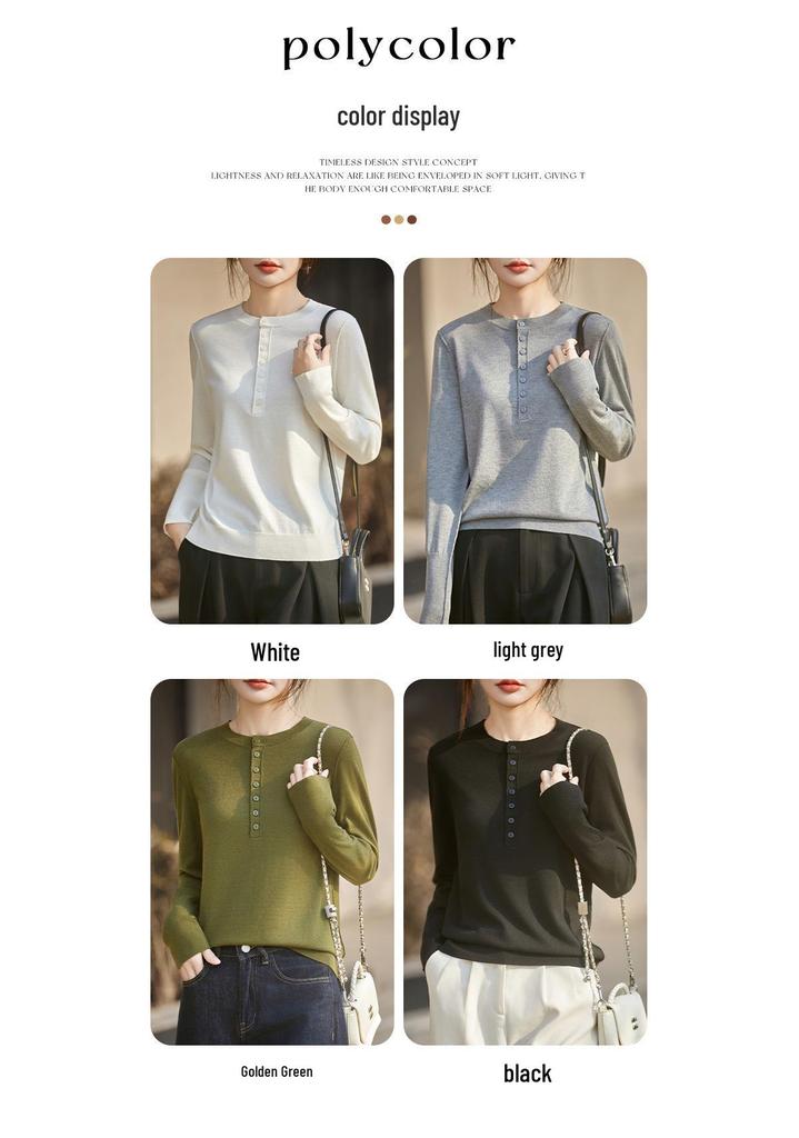 Women's Lightweight Knit Round Neck Sweater for Spring/Autumn