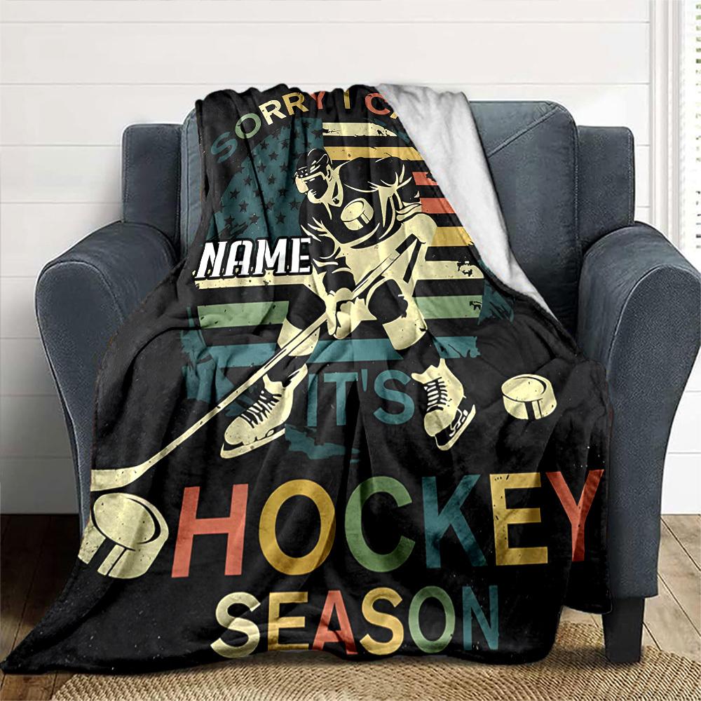 Hockey Lifestyle Eat Sleep Play Repeat Live Love Throw Customize Text Comfortable Texture Versatile For Sofa Couch Office Bed Picnics Allseason Use
