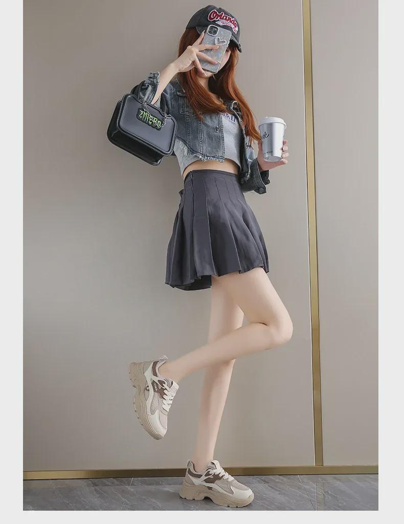 Women's 2024 Autumn Korean Style Thick-Soled Breathable Mesh Sneakers 