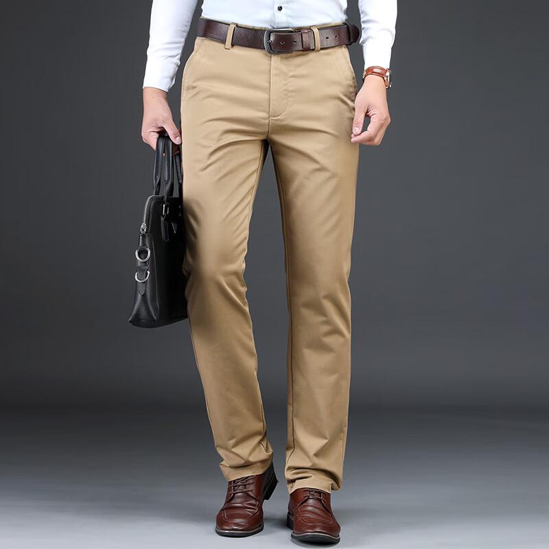 

Fengxun Men s Autumn/Winter Stretch Straight Business Casual Pants 40