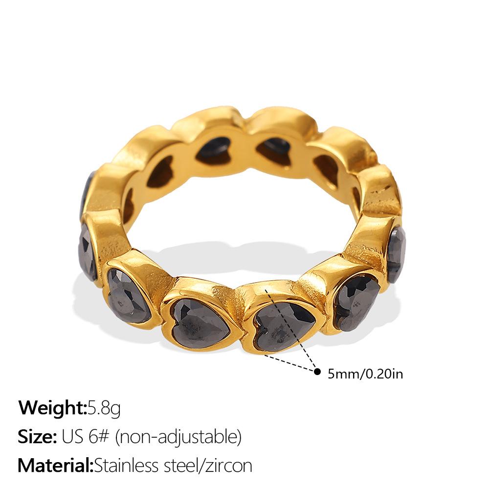 European and American Fashion New Multi-color Stone Ring Set, Gold Hemming Love Square Water Drop Round Ring 2026