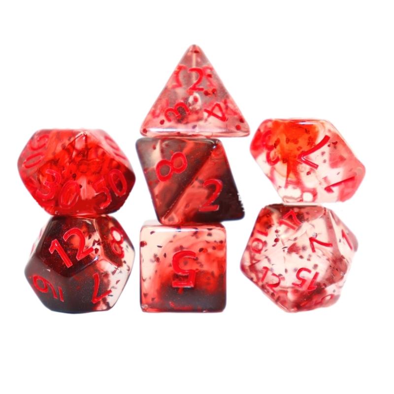 7 Pieces Multi-Sided Acrylic Dices Set Polyhedral Dices Double Color Table Game Dices Easy to Read Number Durable