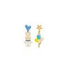 Asymmetrical Cartoon Balloon Bear Earrings, Cute Rainbow Rabbit Cat Cake Daisy Angel Stud Earrings