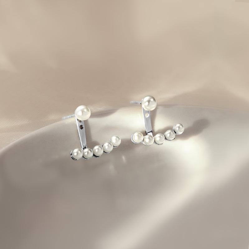 

Элегантные мини-серьги с жемчугом из серебра 925 пробы — универсальный и стильный корейский дизайн ES1926 белого золота