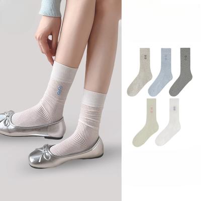 Damen Frühling und Sommer Neues Produkt Einfarbige Knöpfe Alle Arten von Rauch im Rohr Baumwollsocken