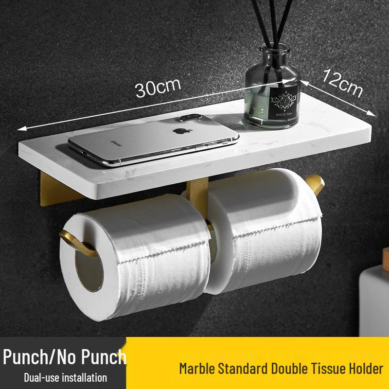 MDNG Marble Tissue Holder with Phone Shelf