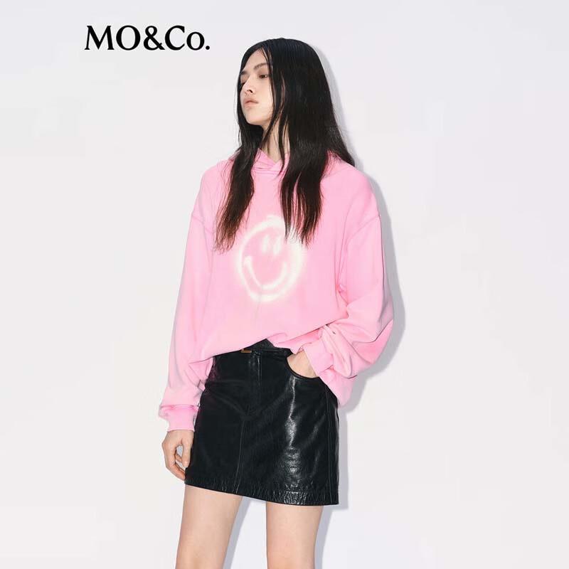 MO&Co. Women's Printed Washed Pullover Hoodie
