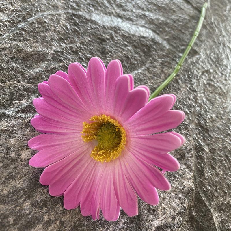 Pu Gerbera Daisy Artificial Flower For Wedding Decor Home Styling Soft Rubber Material