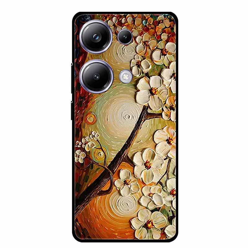 3D Emboss Case For Xiaomi Poco M6 Pro Phone Case Flower Silicone Soft Back Cover For Xiaomi Poco M6 Pro Case PocoM6 M 6 Pro Capa