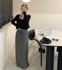 Korean Striped Color Block Lace-up Long Skirt - Spring/Autumn 2026 Collection