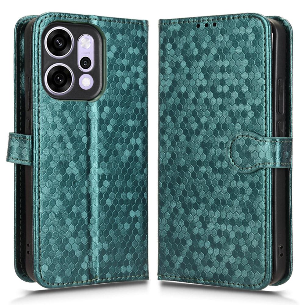 For Oppo Reno14 5G (Global) Wallet Case Dot Pattern Imprint PU Leather Phone Cover with Wrist Strap
