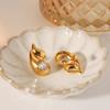 European & American Double Water Drop Stainless Steel Earrings – Celebrity Style Light Luxury Diamond Titanium Earrings
