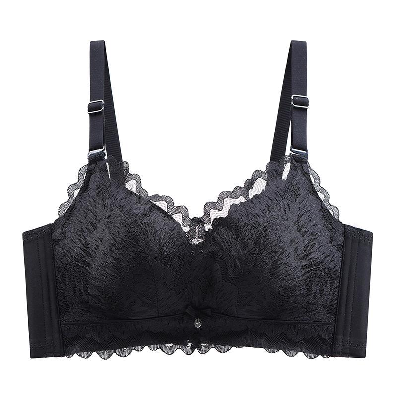 Dai Mei Zi Adjustable Lace Push-Up Bra for Small Chests, Thickened and Wire-Free, Super Gathering Plus-Size Women s Lingerie 38/85AB чёрный