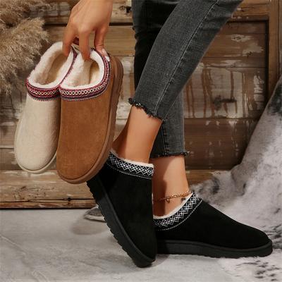Winter Snow Boots Women New Cashmere Warm Thick Soles Flat Heel Half Slipper Cotton Shoes Cashmere Warm Boots