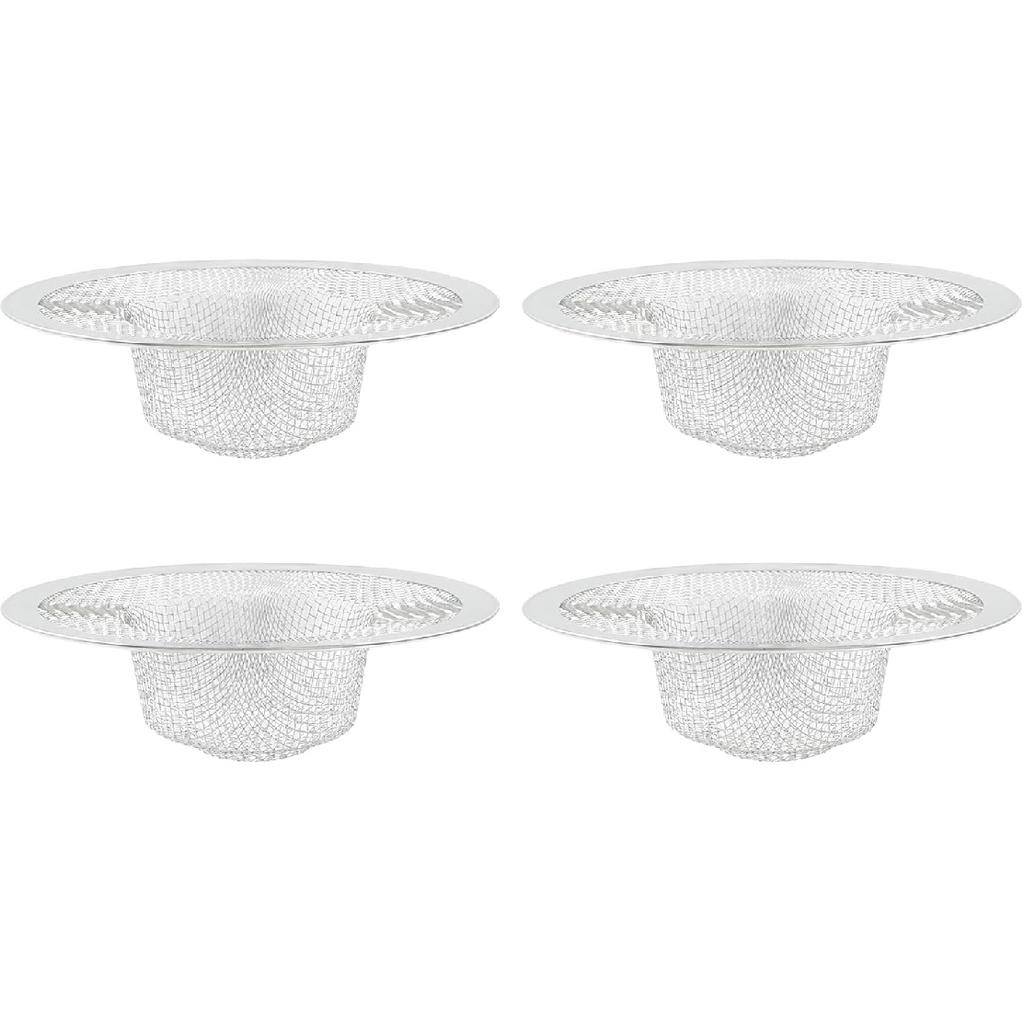 4 Pack Mesh Sink Drain Strainer 4.4 Inch Basket Filter Trap Stainless Steel Basin Floor Drain for Kitchen, Bathroom