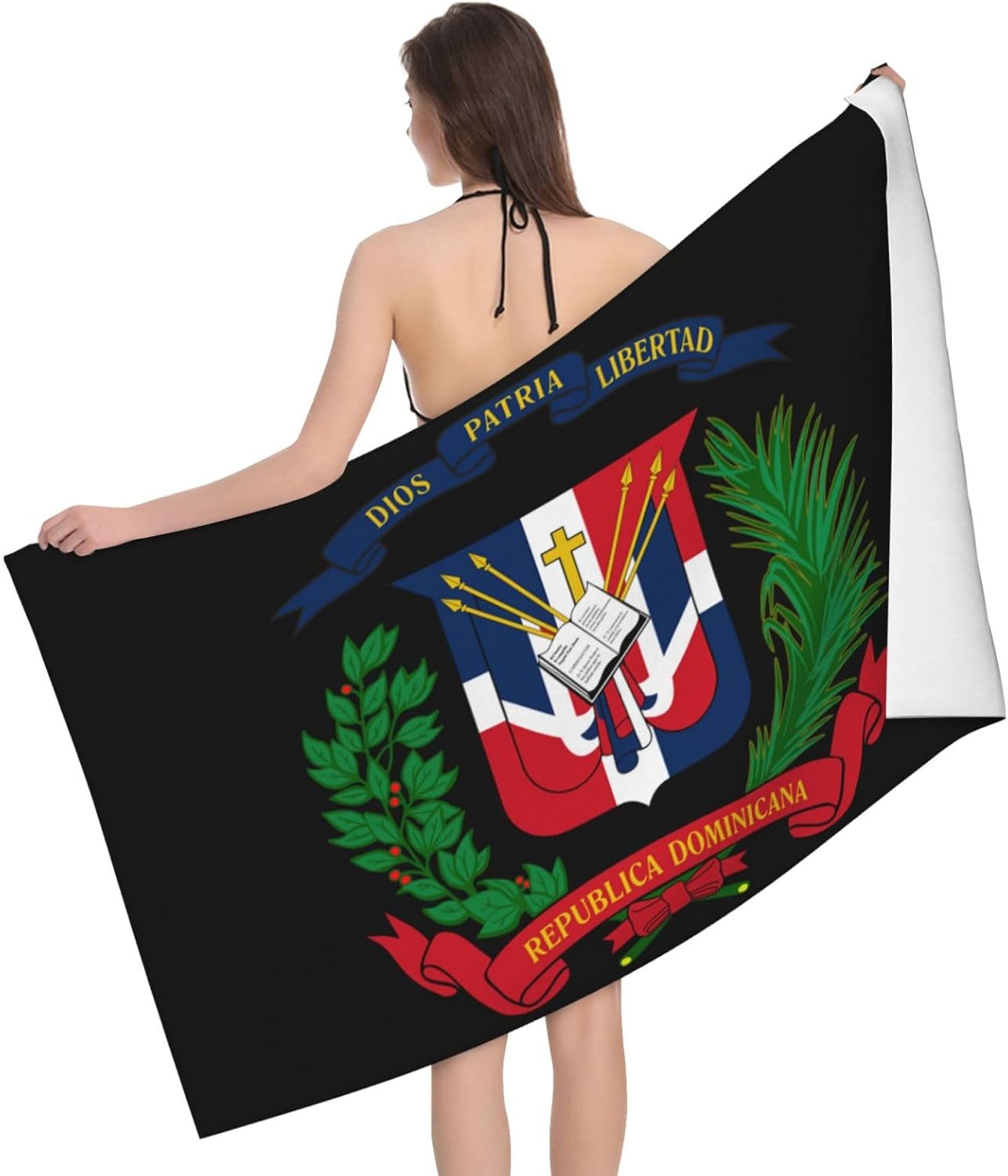 

Dominican Republic Flag Beach Towel Fashionable Bath National Flag Style Blanket Lightweight Vintage Beach Towel Thin Towels W40*H60(CM)