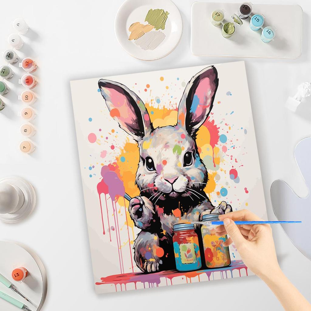 RUOPOTY Frameless Rabbit DIY Painting By Numbers Acrylic Paint On Canvas Kit Animals Paint By Numbers For Home Decor