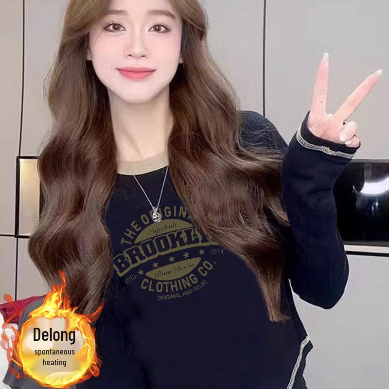 Women's 2024 Double-Sided Velvet Base Shirt - New Autumn/Winter Long-Sleeve Versatile Chic T-Shirt