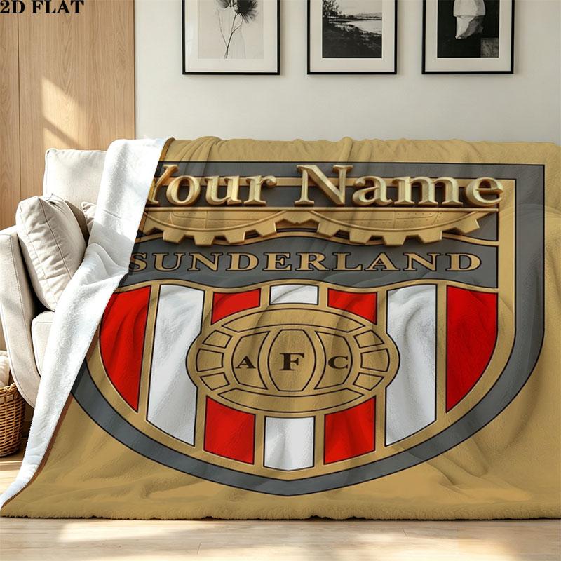 1PC Sunderland A.F Custom Name Patterned Flannel Blanket Suitable For All Seasons for Home Decor Warmth and Comfort Gifts Holiday Present